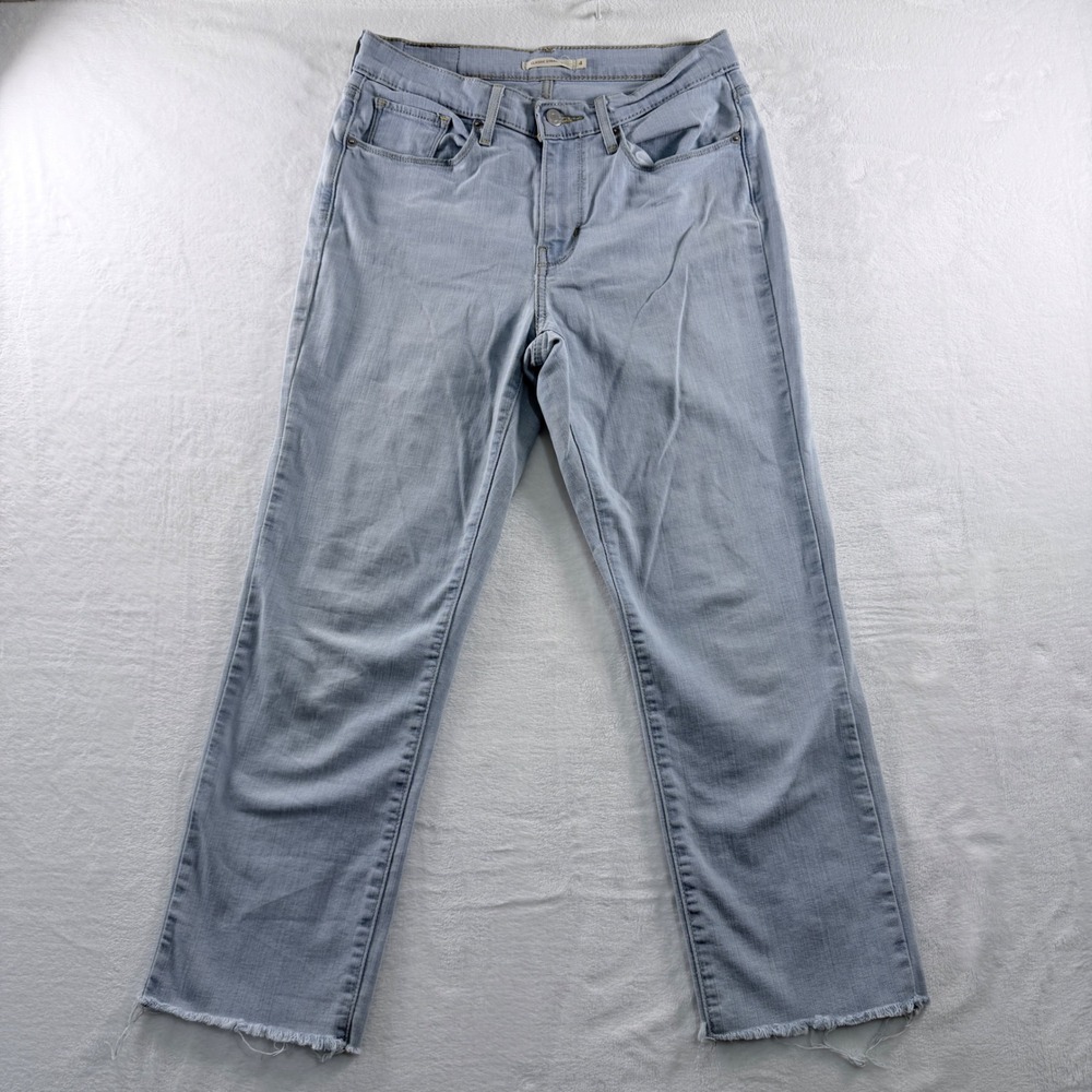 Levi's Classic Straight Jeans Light Wash Raw Hem Denim‎ Size 4
